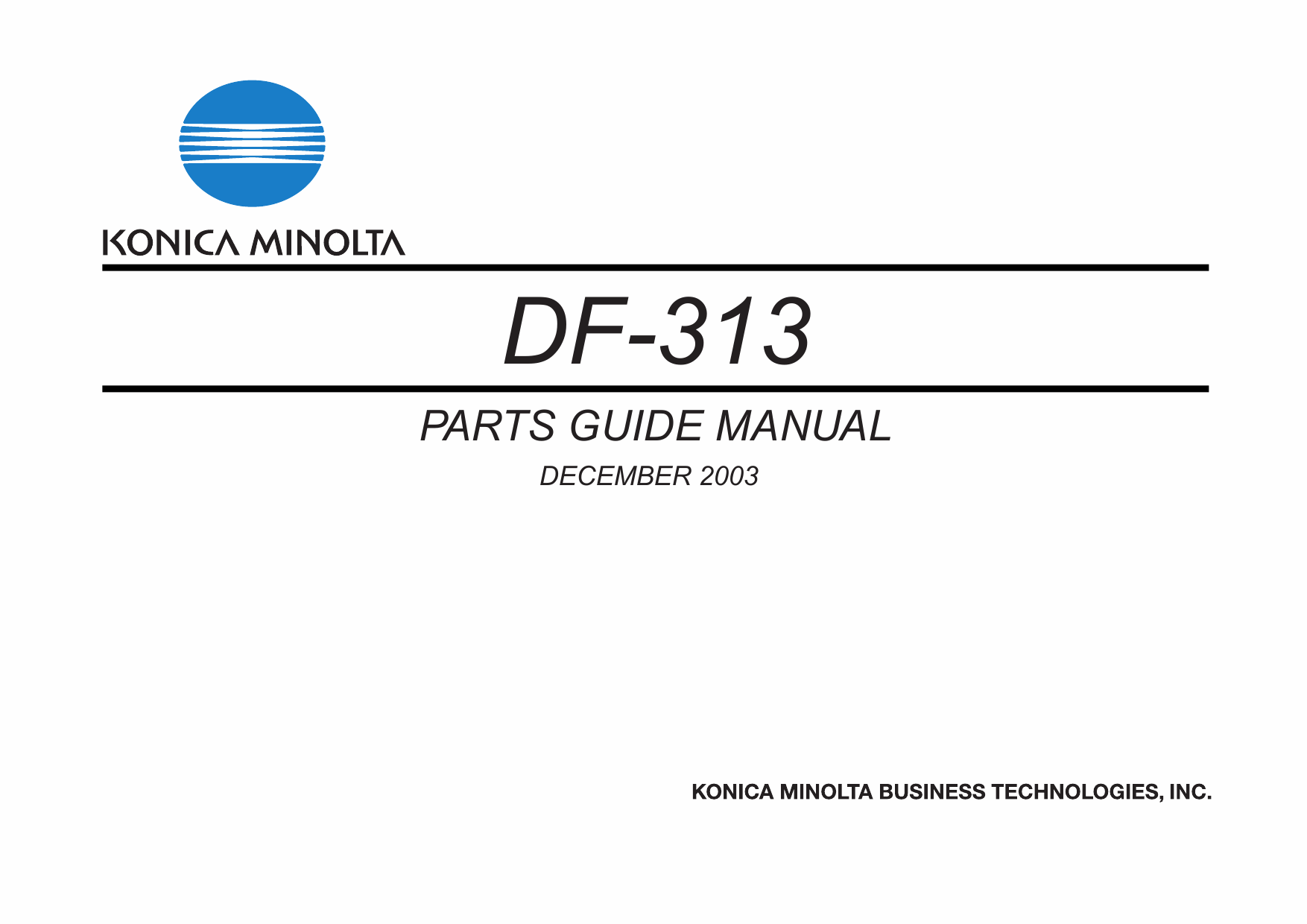 Konica-Minolta Options DF-313 Parts Manual-1